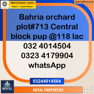 Residential Plot for Sale in Phase 1 - Central District -  Bahria Orchard, Lahore - (BP-226773)