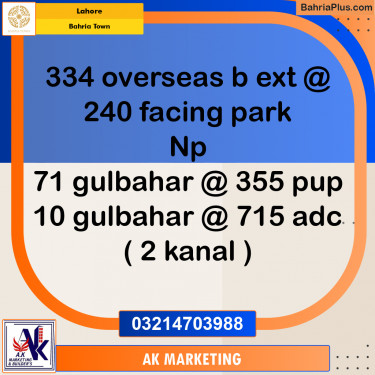 Residential Plot for Sale in Bahria Town, Lahore - (BP-226777)