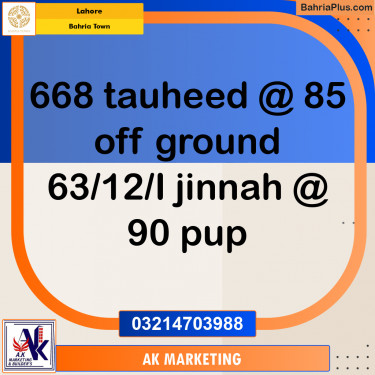 Residential Plot for Sale in Bahria Town, Lahore - (BP-226779)