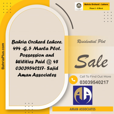 5 Marla Residential Plot for Sale in Phase 2 - G Block -  Bahria Orchard, Lahore - (BP-226809)