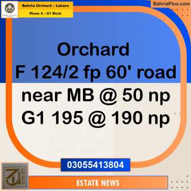 Residential Plot for Sale in Phase 4 - G1 Block -  Bahria Orchard, Lahore - (BP-226842)