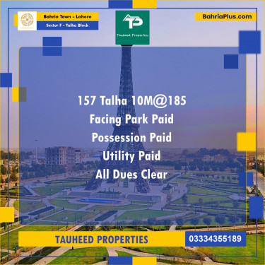10 Marla Residential Plot for Sale in Sector F - Talha Block -  Bahria Town, Lahore - (BP-226868)