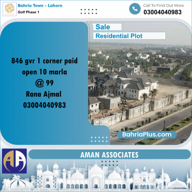 Residential Plot for Sale in Golf Phase 1 -  Bahria Town, Lahore - (BP-226886)