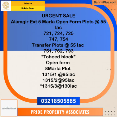 Residential Plot for Sale in Bahria Town, Lahore - (BP-226925)