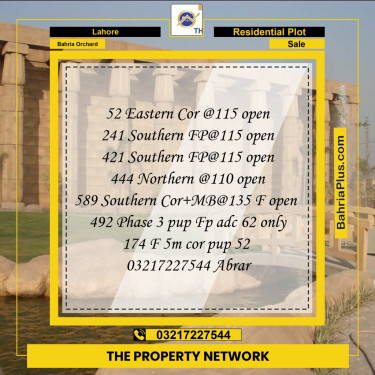Residential Plot for Sale in Bahria Orchard, Lahore - (BP-226956)