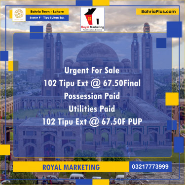 5 Marla Residential Plot for Sale in Sector F - Tipu Sultan Ext. -  Bahria Town, Lahore - (BP-226966)