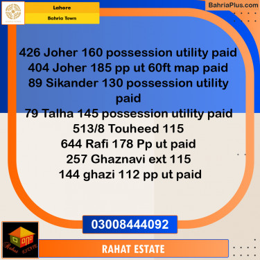 Residential Plot for Sale in Bahria Town, Lahore - (BP-227020)