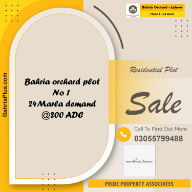 24 Marla Residential Plot for Sale in Phase 4 - G4 Block -  Bahria Orchard, Lahore - (BP-227054)