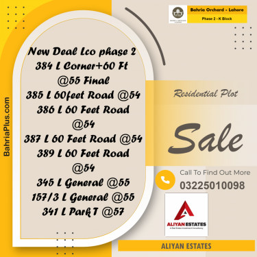 5 Marla Residential Plot for Sale in Phase 2 - K Block -  Bahria Orchard, Lahore - (BP-227056)
