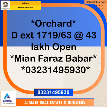Residential Plot for Sale in Bahria Orchard, Lahore - (BP-227128)