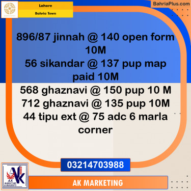 Residential Plot for Sale in Bahria Town, Lahore - (BP-227159)
