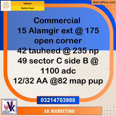 Commercial Plot for Sale in Bahria Town, Lahore - (BP-227162)
