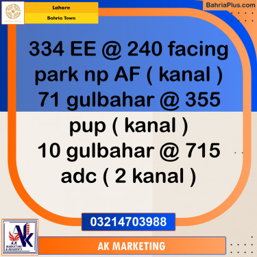 Residential Plot for Sale in Bahria Town, Lahore - (BP-227166)