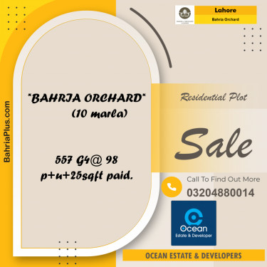 Residential Plot for Sale in Bahria Orchard, Lahore - (BP-227241)