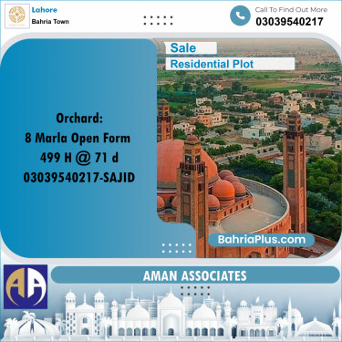 8 Marla Residential Plot for Sale in Bahria Town, Lahore - (BP-227250)