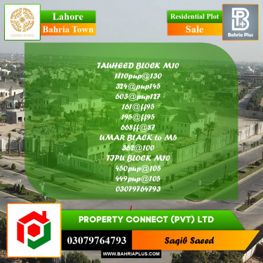 Residential Plot for Sale in Bahria Town, Lahore - (BP-227256)