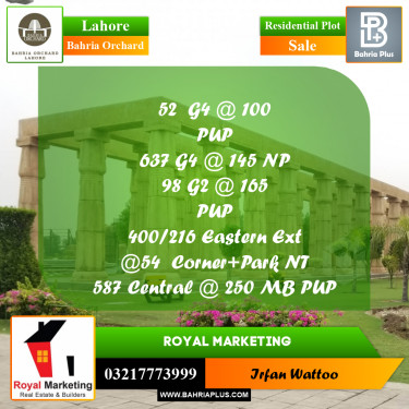 Residential Plot for Sale in Bahria Orchard, Lahore - (BP-227282)