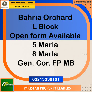 5 Marla Residential Plot for Sale in Phase 2 - L Block -  Bahria Orchard, Lahore - (BP-227384)