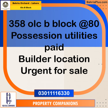 8 Marla Residential Plot for Sale in OLC-B Block -  Bahria Orchard, Lahore - (BP-227399)