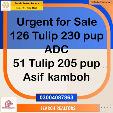 10 Marla Residential Plot for Sale in Sector C - Tulip Block -  Bahria Town, Lahore - (BP-227499)