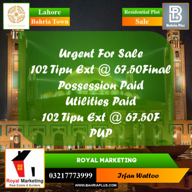 Residential Plot for Sale in Bahria Town, Lahore - (BP-227515)