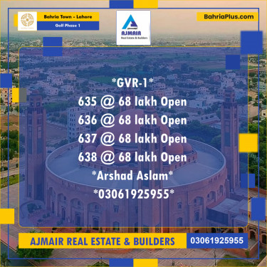 Residential Plot for Sale in Golf Phase 1 -  Bahria Town, Lahore - (BP-227537)