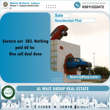 5 Marla Residential Plot for Sale in Phase 1 - Eastern District Ext. II -  Bahria Orchard, Lahore - (BP-227556)