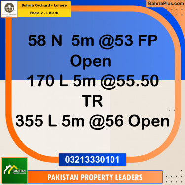 5 Marla Residential Plot for Sale in Phase 2 - L Block -  Bahria Orchard, Lahore - (BP-227638)