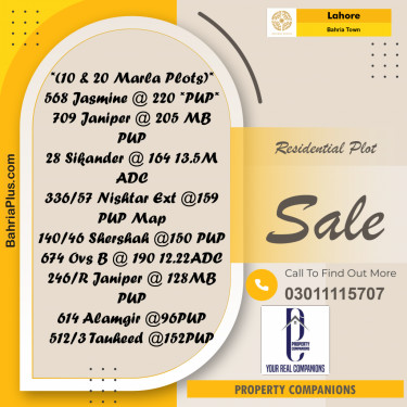 Residential Plot for Sale in Bahria Town, Lahore - (BP-227686)