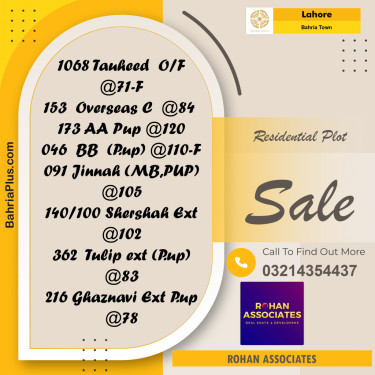 Residential Plot for Sale in Bahria Town, Lahore - (BP-227743)