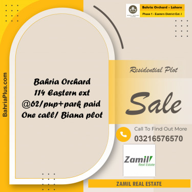 5 Marla Residential Plot for Sale in Phase 1 - Eastern District Ext. I -  Bahria Orchard, Lahore - (BP-227807)