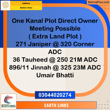 1 Kanal Residential Plot for Sale in Bahria Town, Lahore - (BP-227858)