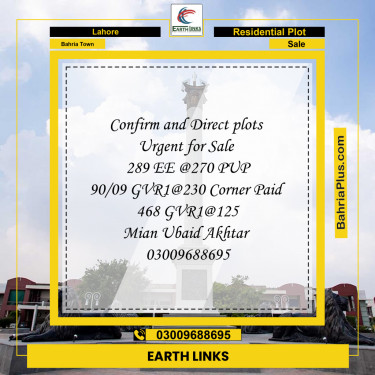 Residential Plot for Sale in Bahria Town, Lahore - (BP-227890)