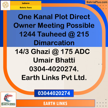 1 Kanal Residential Plot for Sale in Bahria Town, Lahore - (BP-227911)