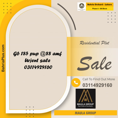 10 Marla Residential Plot for Sale in Phase 4 - G6 Block -  Bahria Orchard, Lahore - (BP-227922)
