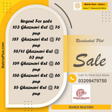 5 Marla Residential Plot for Sale in Sector F - Ghaznavi Ext. Block -  Bahria Town, Lahore - (BP-228007)