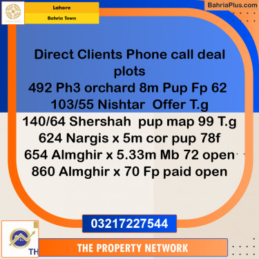 Residential Plot for Sale in Bahria Town, Lahore - (BP-228122)