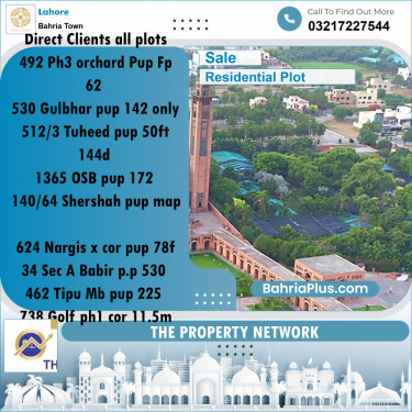 Residential Plot for Sale in Bahria Town, Lahore - (BP-228124)