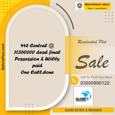 10 Marla Residential Plot for Sale in Phase 1 - Central District -  Bahria Orchard, Lahore - (BP-228169)