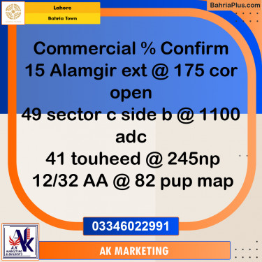 5 Marla Commercial Plot for Sale in Bahria Town, Lahore - (BP-228185)