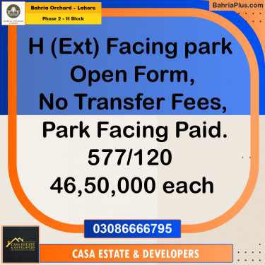 5 Marla Residential Plot for Sale in Phase 2 - H Block -  Bahria Orchard, Lahore - (BP-228196)