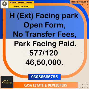 5 Marla Residential Plot for Sale in Phase 2 - H Block -  Bahria Orchard, Lahore - (BP-228295)