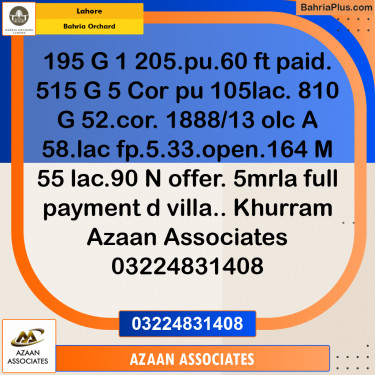 Residential Plot for Sale in Bahria Orchard, Lahore - (BP-228346)