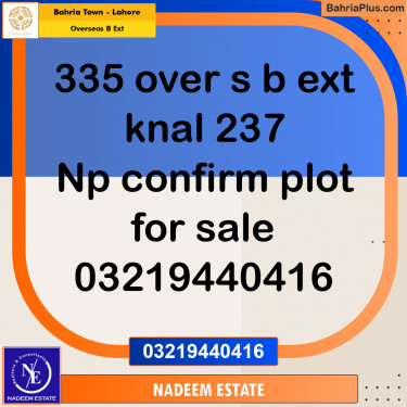 Residential Plot for Sale in Overseas B Ext -  Bahria Town, Lahore - (BP-228353)