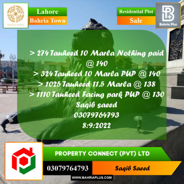 Residential Plot for Sale in Bahria Town, Lahore - (BP-228435)