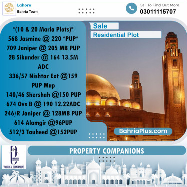 Residential Plot for Sale in Bahria Town, Lahore - (BP-228555)