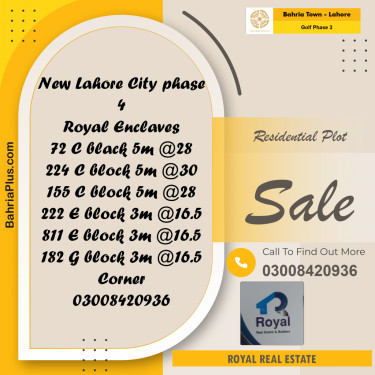 5 Marla Residential Plot for Sale in Golf Phase 3 -  Bahria Town, Lahore - (BP-228597)