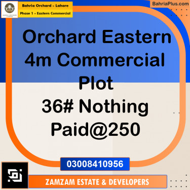 4 Marla Commercial Plot for Sale in Phase 1 - Eastern Commercial -  Bahria Orchard, Lahore - (BP-228598)