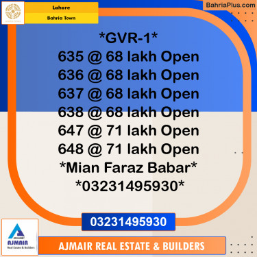 Residential Plot for Sale in Bahria Town, Lahore - (BP-228643)