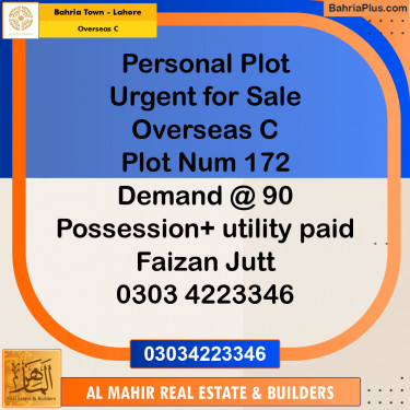 Residential Plot for Sale in Overseas C -  Bahria Town, Lahore - (BP-228672)